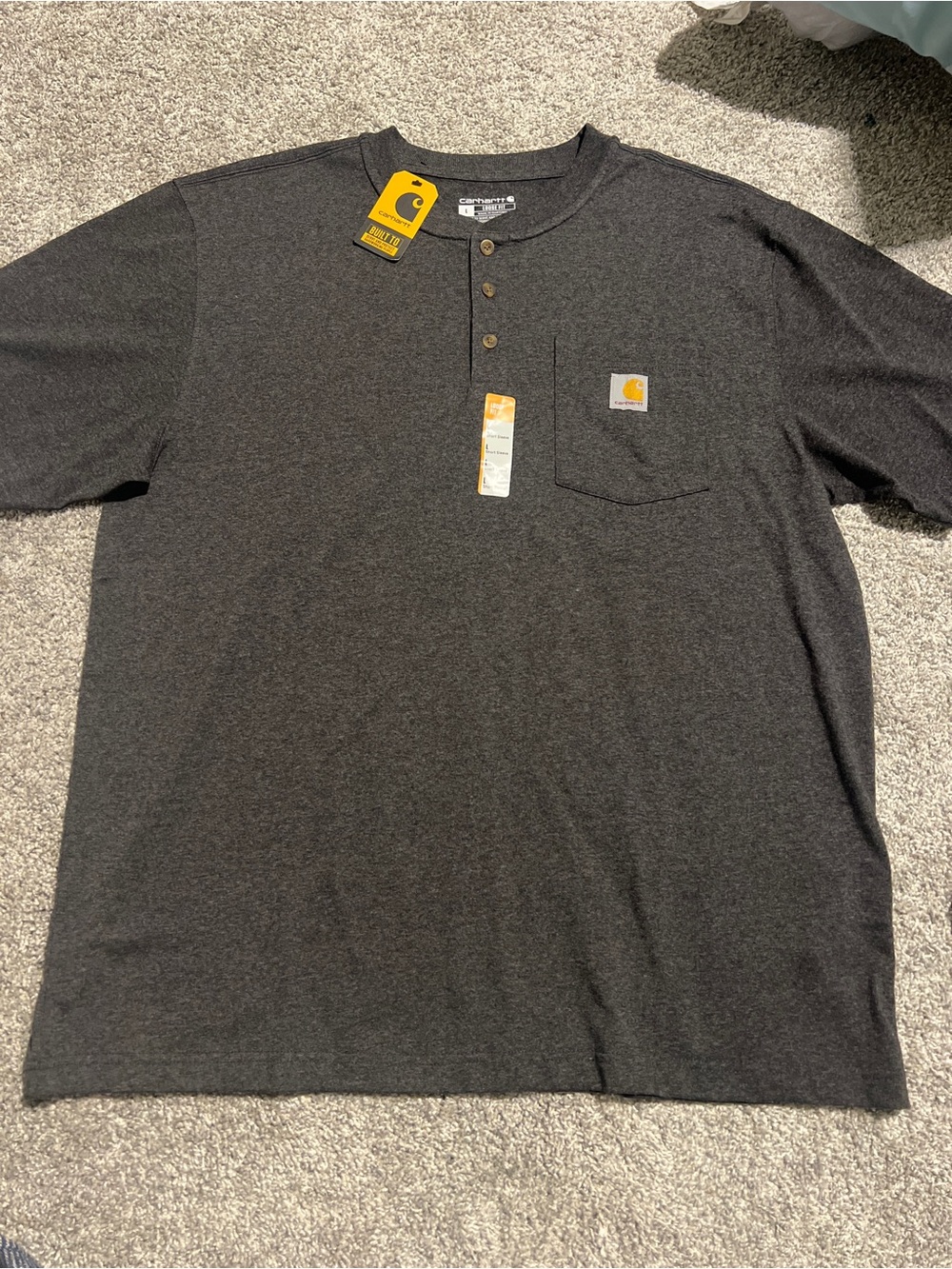 Carhartt Charcoal Henley Pocket Short Sleeve Tee